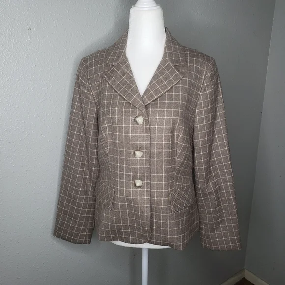 Pendleton Plaid brown blazer jacket SZ 10 P - Picture 7 of 13